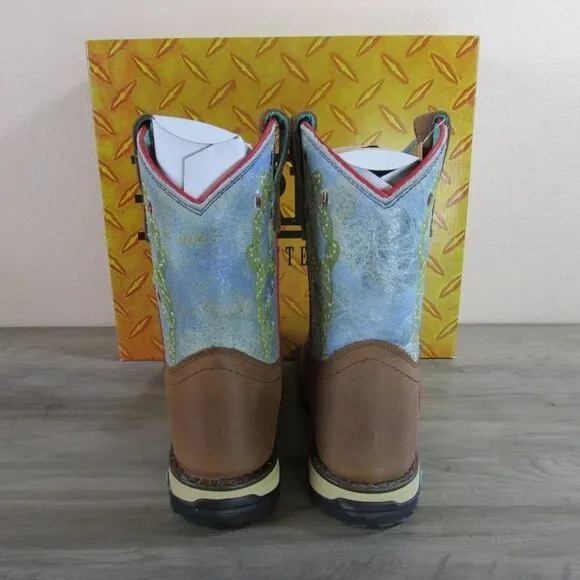 Corral Boots Women's Water Resist Blue Top Cactus Dual Density Sole Sq Toe W5003
