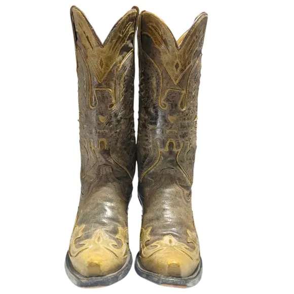 Corral Brown Leather Ornate Eagle Pointed Toe Cowgirl Boots Women's Size 6