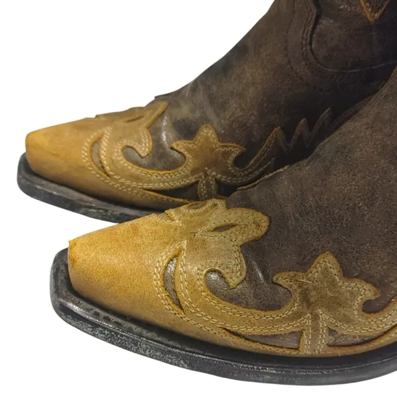 Corral Brown Leather Ornate Eagle Pointed Toe Cowgirl Boots Women's Size 6