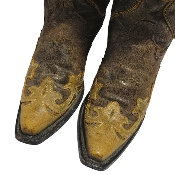 Corral Brown Leather Ornate Eagle Pointed Toe Cowgirl Boots Women's Size 6