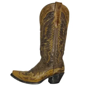 Corral Brown Leather Ornate Eagle Pointed Toe Cowgirl Boots Women's Size 6