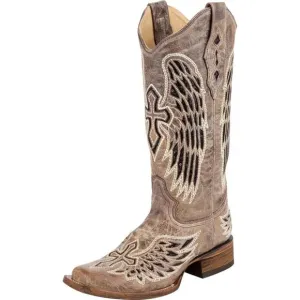 Corral Women's A1241 Brown Western Boots - Size 7 M  Cross Wings Sequined