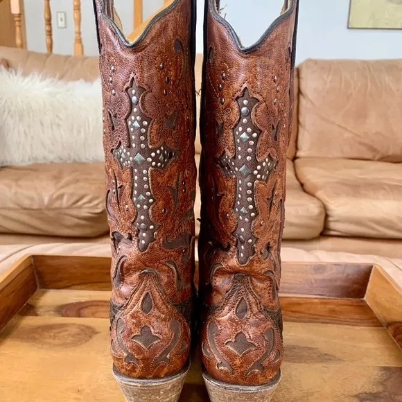 Corral Women’s Python Crystal Cross Pointed Toe Leather Boots