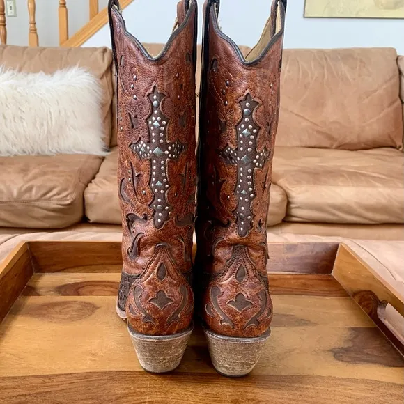 Corral Women’s Python Crystal Cross Pointed Toe Leather Boots