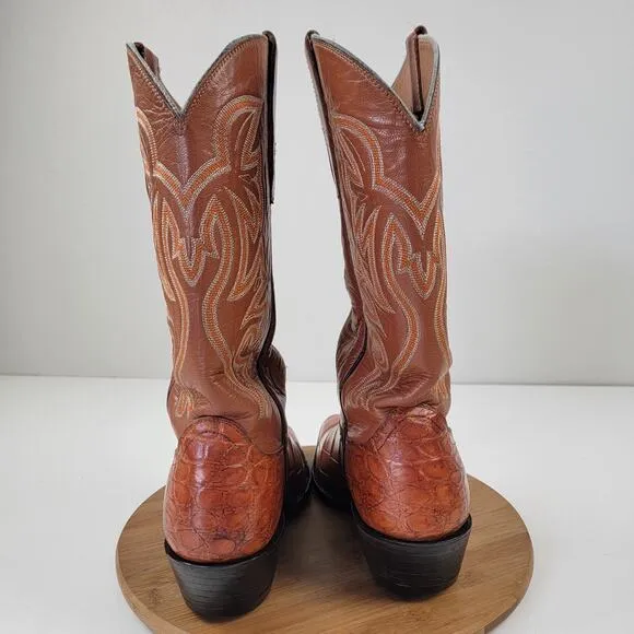 Cowtown Cowboy Alligator Belly Brown Leather Boots Mens Sz 10 D Fits Like 9