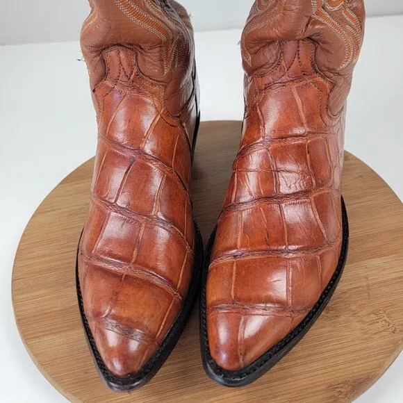 Cowtown Cowboy Alligator Belly Brown Leather Boots Mens Sz 10 D Fits Like 9