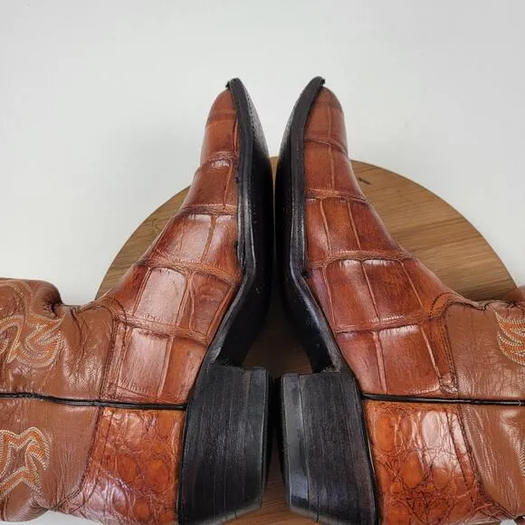 Cowtown Cowboy Alligator Belly Brown Leather Boots Mens Sz 10 D Fits Like 9