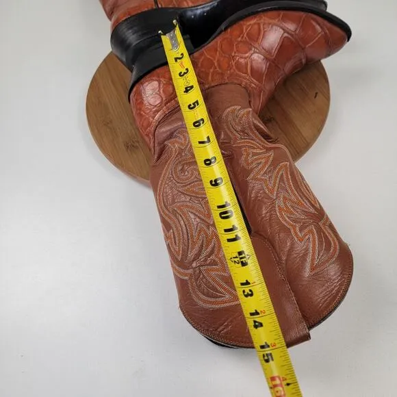 Cowtown Cowboy Alligator Belly Brown Leather Boots Mens Sz 10 D Fits Like 9