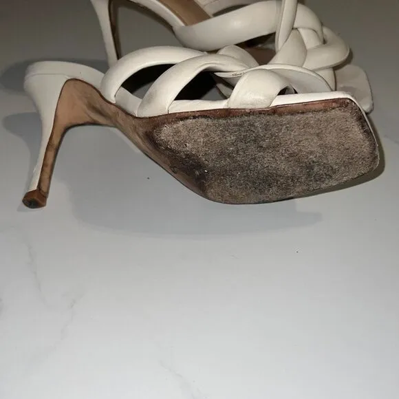 Cream leather kitten heel sandals from Coach
