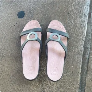 CROCS Black and Pink Sandals Comfortable Slide