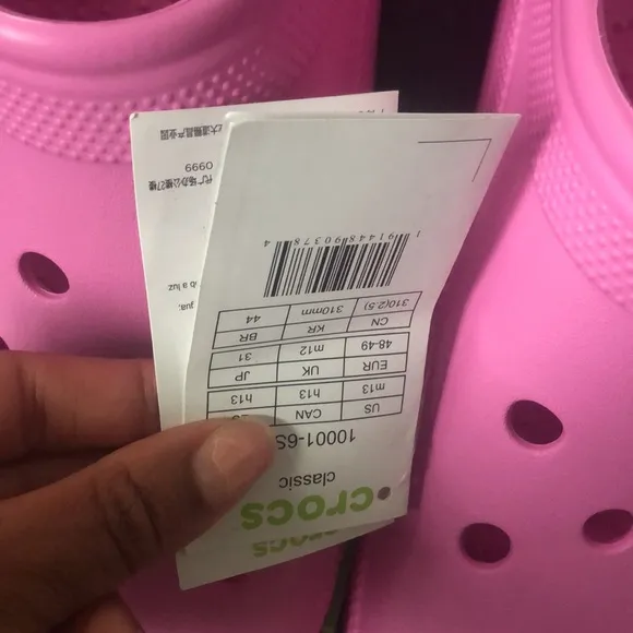 Crocs classic mens pink slip on sandal clog casual beach size 13 NWT