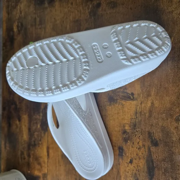 Crocs Kids White Glitter Sandals
