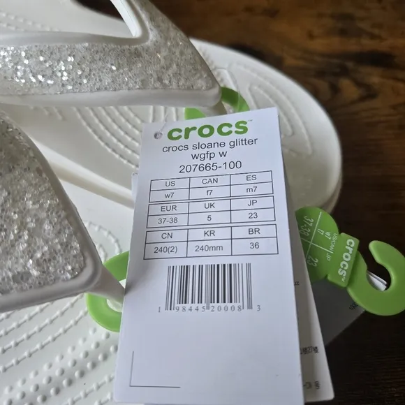 Crocs Kids White Glitter Sandals