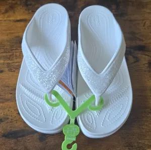 Crocs Kids White Glitter Sandals