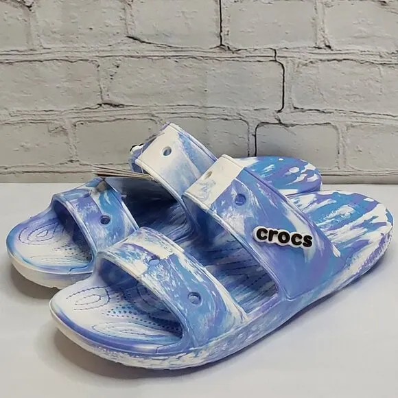 'CROCS' MARBLED SLIDE SANDALS