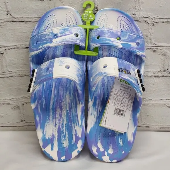 'CROCS' MARBLED SLIDE SANDALS