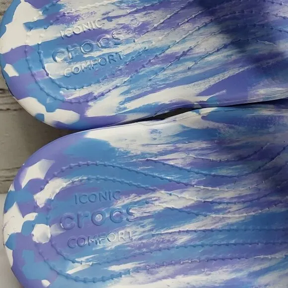 'CROCS' MARBLED SLIDE SANDALS
