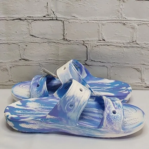 'CROCS' MARBLED SLIDE SANDALS