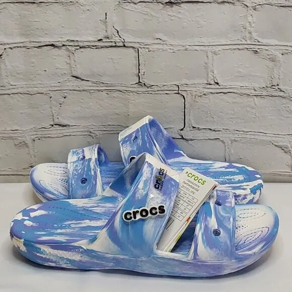 'CROCS' MARBLED SLIDE SANDALS