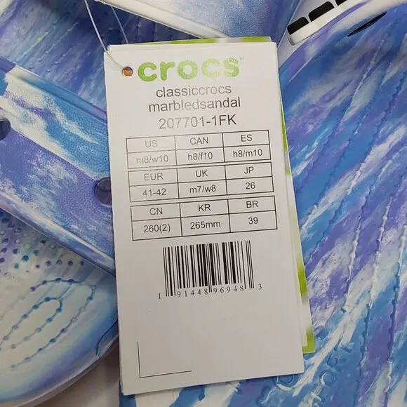 'CROCS' MARBLED SLIDE SANDALS