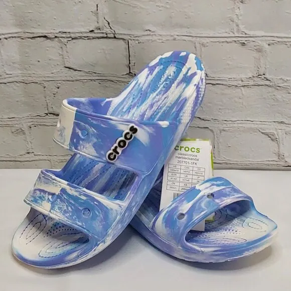 'CROCS' MARBLED SLIDE SANDALS