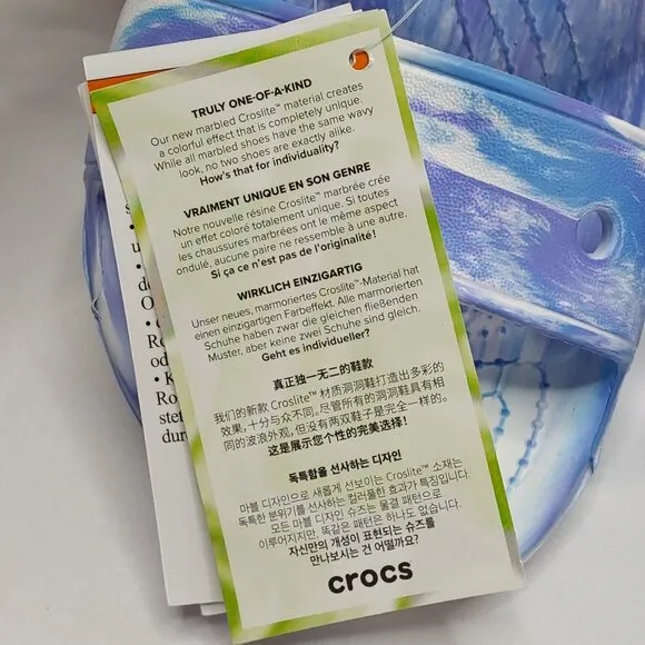 'CROCS' MARBLED SLIDE SANDALS