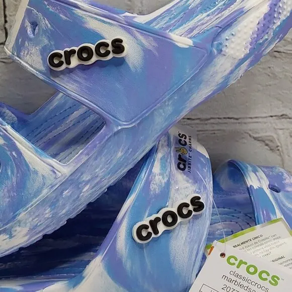 'CROCS' MARBLED SLIDE SANDALS