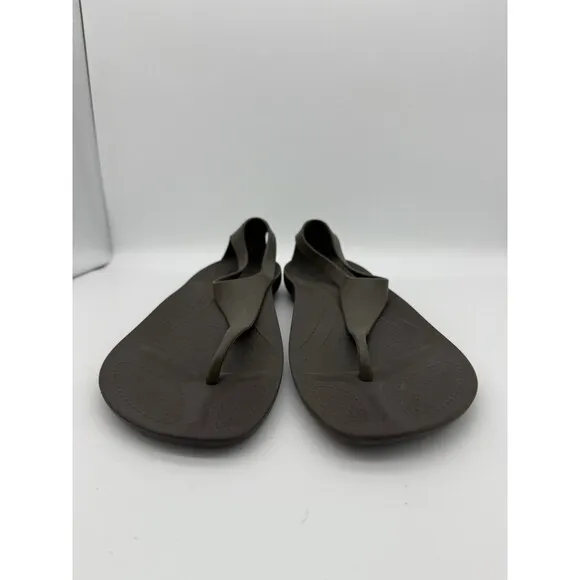 Crocs Serena Sandals Women 9 Dk Brown Flip Flop Slingback Travel Vacation Beach