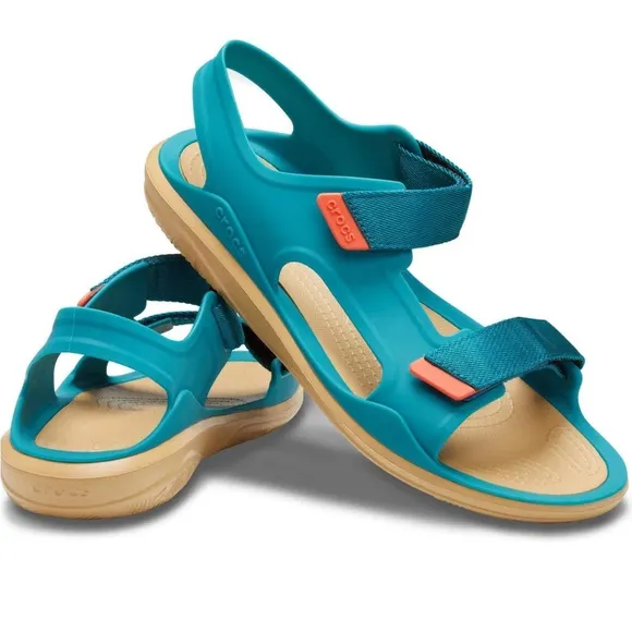 CROCS Swiftwater Expedition Strap Teal &amp; Orange Sandals Hiking River Beach