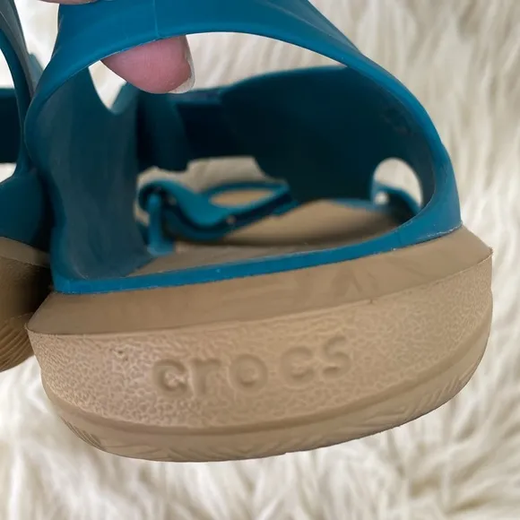 CROCS Swiftwater Expedition Strap Teal &amp; Orange Sandals Hiking River Beach
