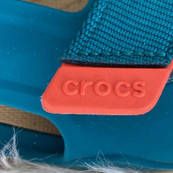 CROCS Swiftwater Expedition Strap Teal &amp; Orange Sandals Hiking River Beach