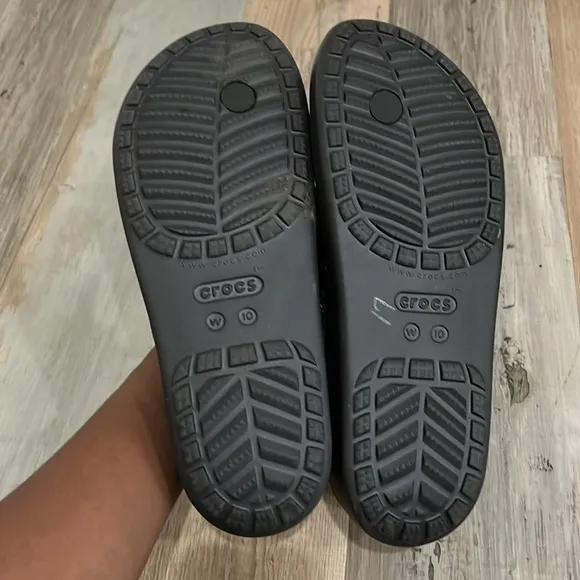 Crocs Women's  Sloane Glitter Black Flip Flops Thongs Sandals Size 10
