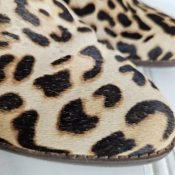 Crown Vintage Booties Womens Sz 9.5 Morrison Leopard Print Fur Pointed Toe Shoes