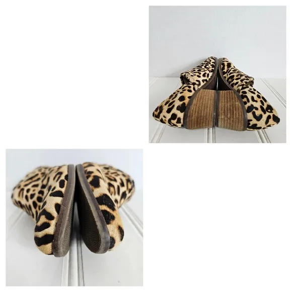Crown Vintage Booties Womens Sz 9.5 Morrison Leopard Print Fur Pointed Toe Shoes