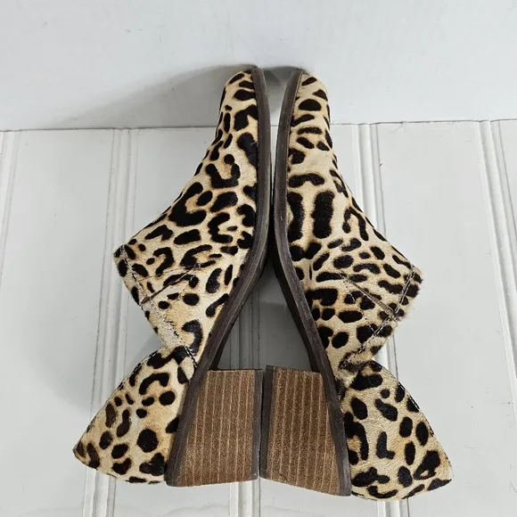 Crown Vintage Booties Womens Sz 9.5 Morrison Leopard Print Fur Pointed Toe Shoes