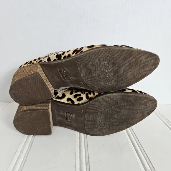 Crown Vintage Booties Womens Sz 9.5 Morrison Leopard Print Fur Pointed Toe Shoes
