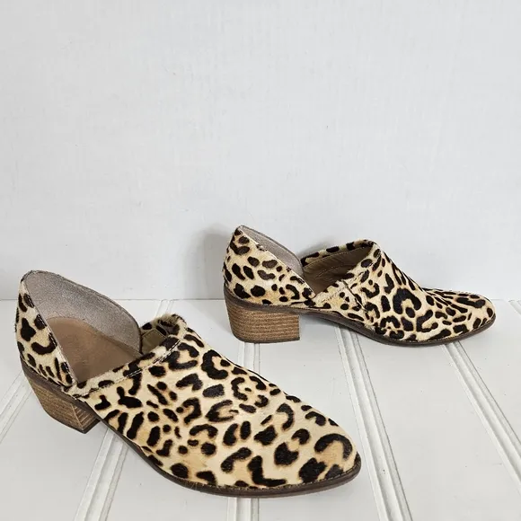Crown Vintage Booties Womens Sz 9.5 Morrison Leopard Print Fur Pointed Toe Shoes