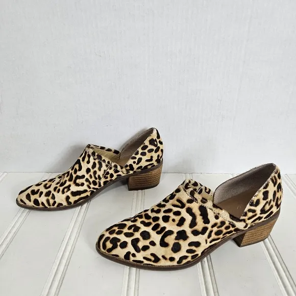 Crown Vintage Booties Womens Sz 9.5 Morrison Leopard Print Fur Pointed Toe Shoes