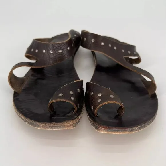 Cydwoq Studs Studded Toe Thong Sandals Size 36.5 US 6.5 Brown Leather USA Made