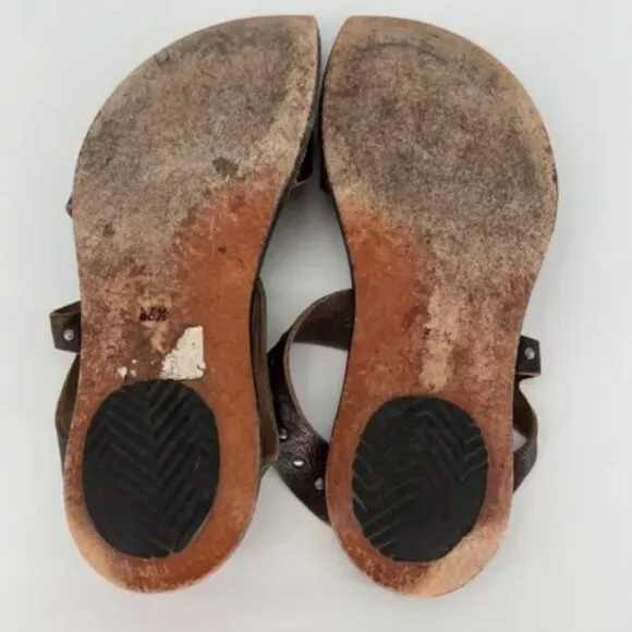 Cydwoq Studs Studded Toe Thong Sandals Size 36.5 US 6.5 Brown Leather USA Made