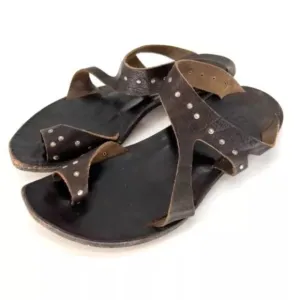 Cydwoq Studs Studded Toe Thong Sandals Size 36.5 US 6.5 Brown Leather USA Made