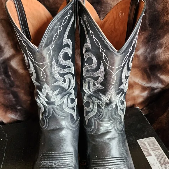 Dan Post Mens Cowboy Boots Black Leather 2110 13 EW Mignon Corona