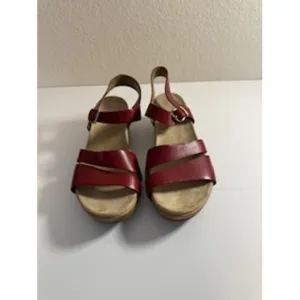 Dansko Red Leather Wedge Sandals Strappy Comfort Casual Shoes Size 41
