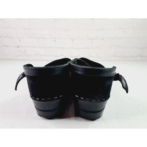 Dansko Sally Womens Sz 39/9 Black Suede Mary Jane Closed Toe Clog Sandals Ankle
