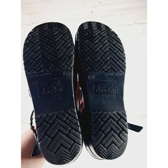 Dansko Sally Womens Sz 39/9 Black Suede Mary Jane Closed Toe Clog Sandals Ankle