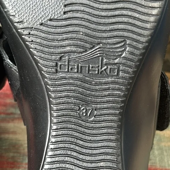 Dansko Sandals Women's 37 EU 6.5-7 US Black Slides Braided Studded Straps