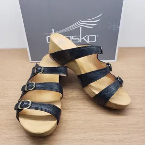 Dansko Tarin – Black Milled Burnished Leather Sandals