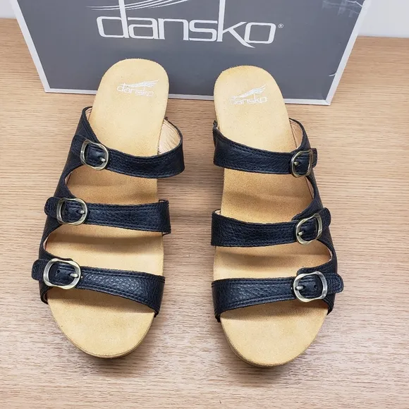 Dansko Tarin – Black Milled Burnished Leather Sandals