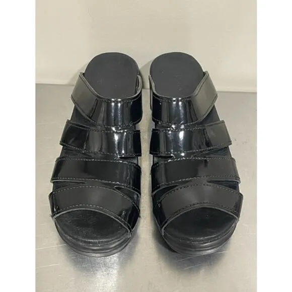 Dansko Women Black Patent Leather Comfortable Sandal Shoe Size 9.5