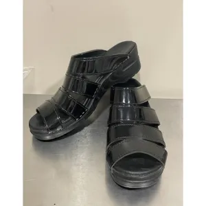 Dansko Women Black Patent Leather Comfortable Sandal Shoe Size 9.5